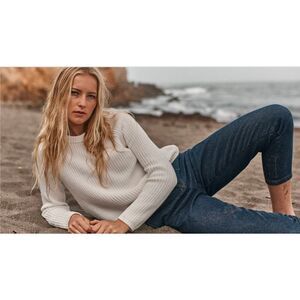 Quince Organic Cotton Fisherman Crew Ivory Sz. L